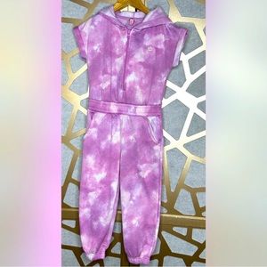 Juicy Couture Purplish Pink Tie Dye Hooded Zip Up Jumpsuit‎